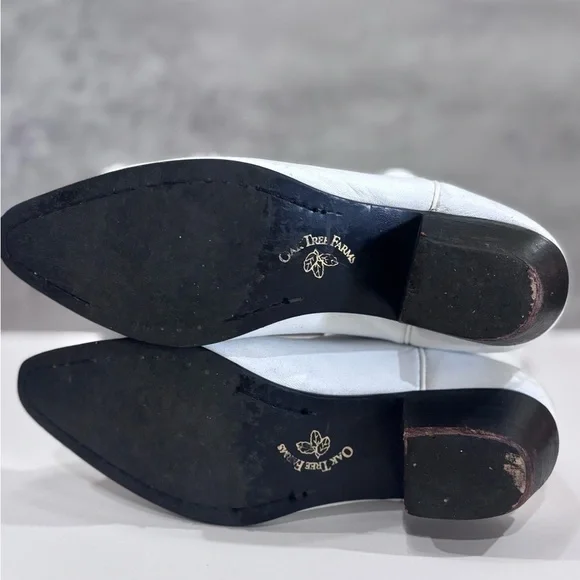 Oak Tree Farms White Leather Western Pull On Snip Toe Boots Size 6.5 - Picture 5 of 15